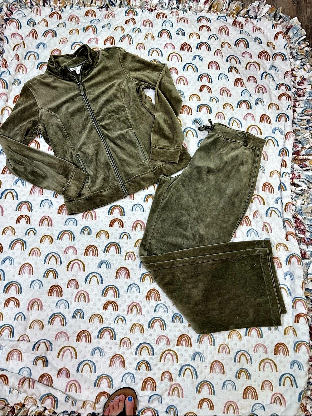 Style&Co. Sport. Velour Track Set in Green Size Medium